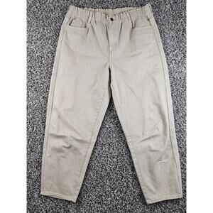 H&M Womens Sz 14 Pull On Tapered Leg Chino Pants Light Tan Beige